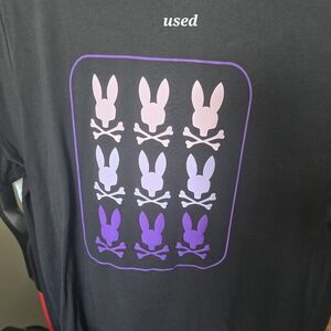 PSYCHO Bunny Graphic Tee with Bunny Design - Black and Purple